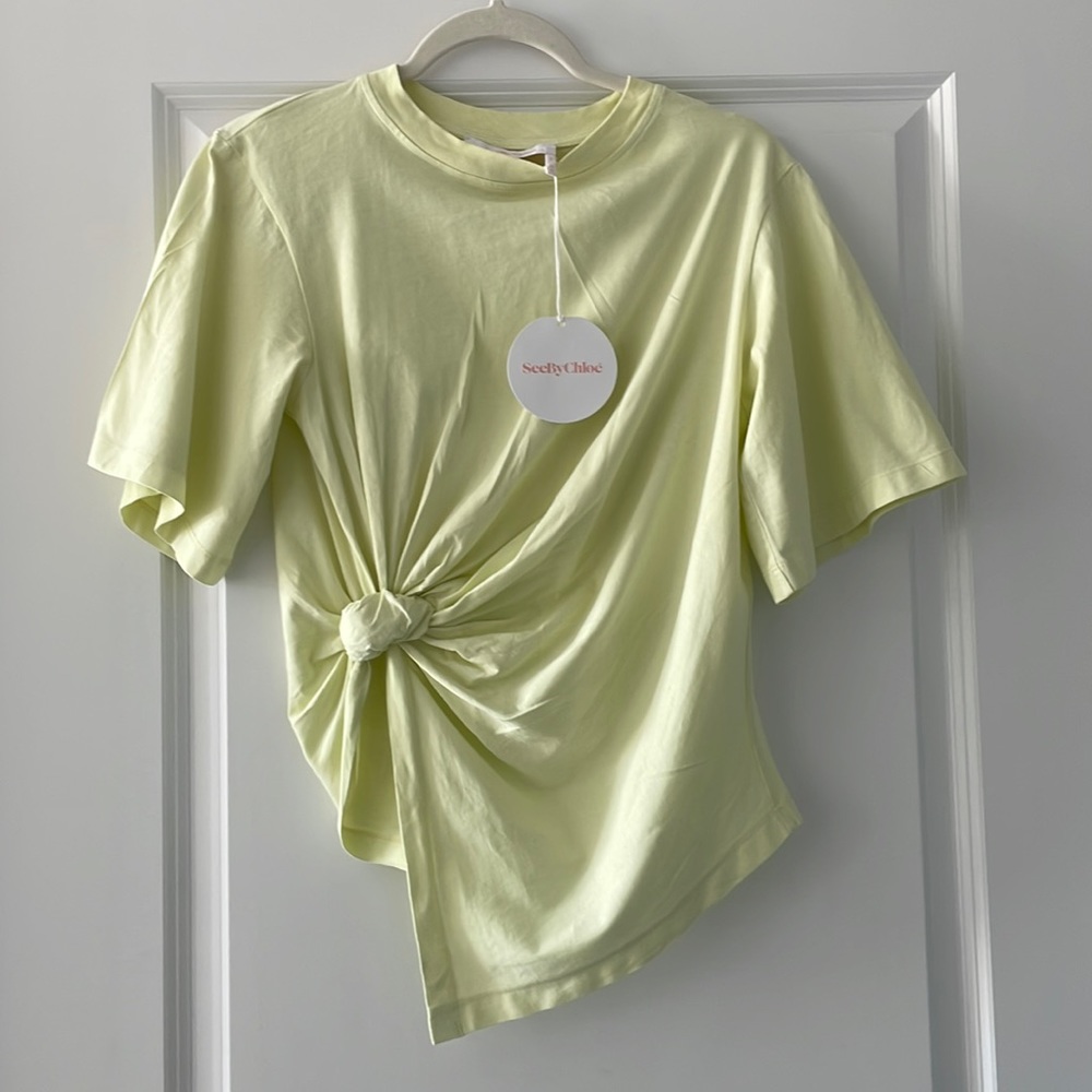SOLD Light green or yellow See by Chloe T-shirt with twist knot detail